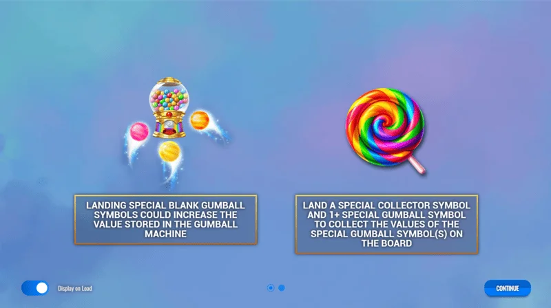 Sweet Candy Cash Stash – főmenü és nyerőgép-beállítások